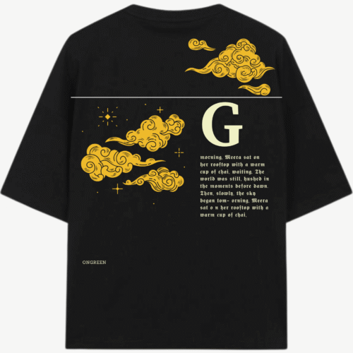 LOOSE FIT PRINTED BLACK TEE