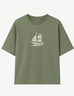 LOOSE FIT PRINTED GREEN TEE