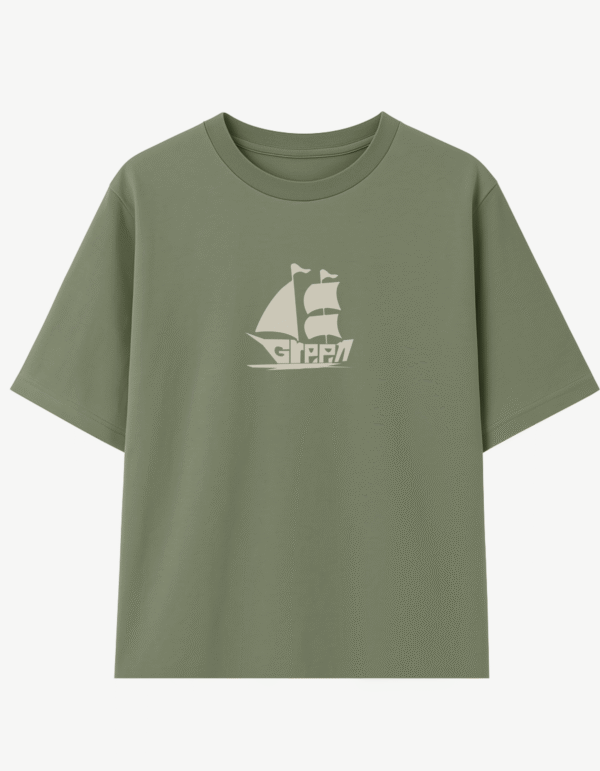 LOOSE FIT PRINTED GREEN TEE