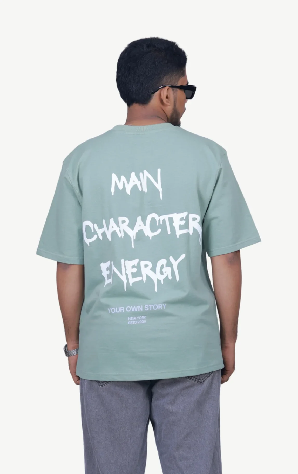 12 LOOSE FIT PRINTED GREEN TEE