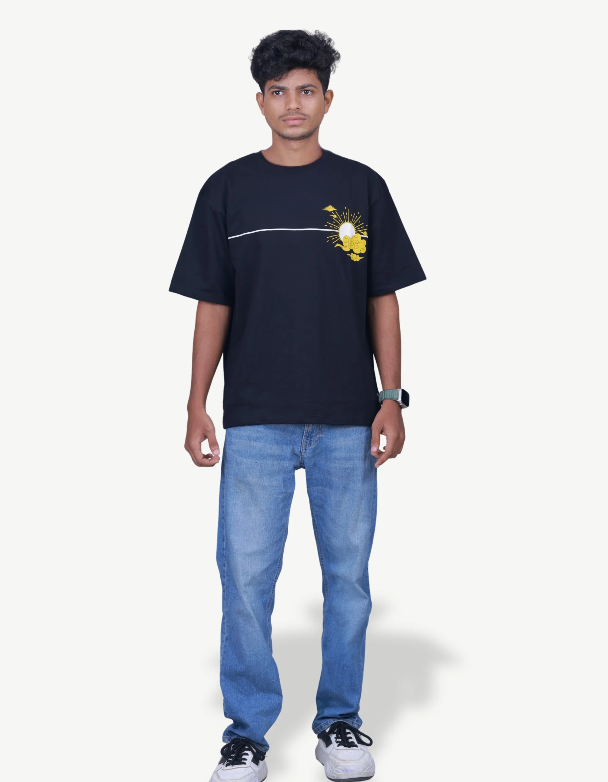 4 LOOSE FIT PRINTED BLACK TEE